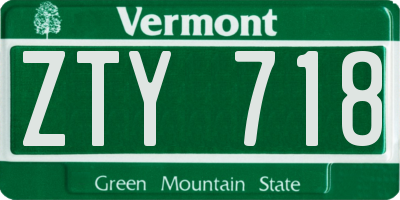 VT license plate ZTY718