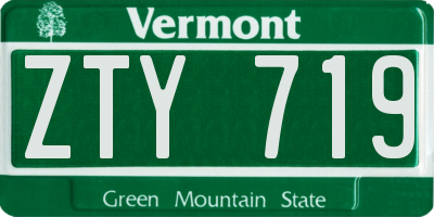 VT license plate ZTY719