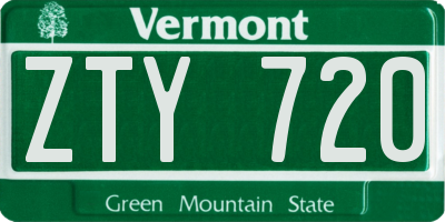 VT license plate ZTY720