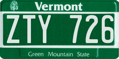 VT license plate ZTY726