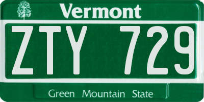 VT license plate ZTY729