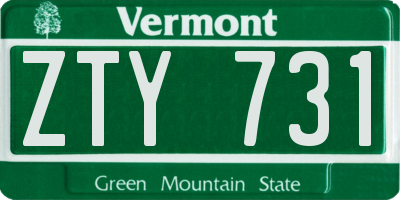 VT license plate ZTY731