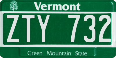 VT license plate ZTY732