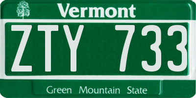 VT license plate ZTY733