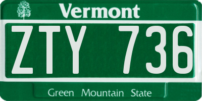 VT license plate ZTY736