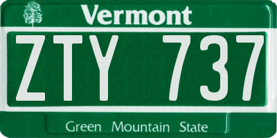 VT license plate ZTY737