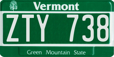 VT license plate ZTY738