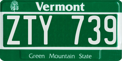 VT license plate ZTY739