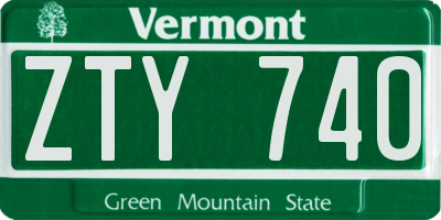 VT license plate ZTY740