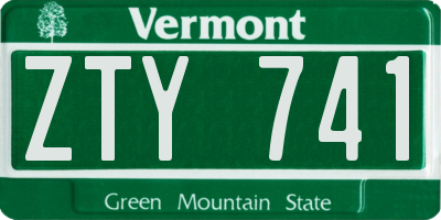 VT license plate ZTY741