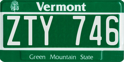 VT license plate ZTY746