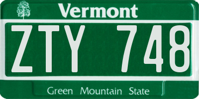VT license plate ZTY748