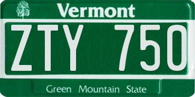 VT license plate ZTY750
