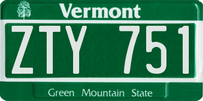 VT license plate ZTY751