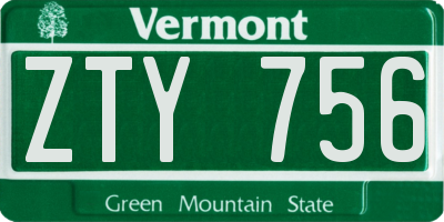 VT license plate ZTY756