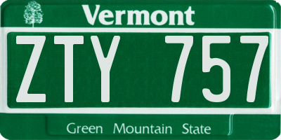 VT license plate ZTY757