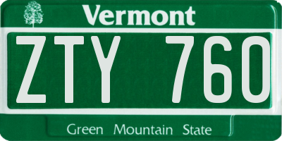 VT license plate ZTY760