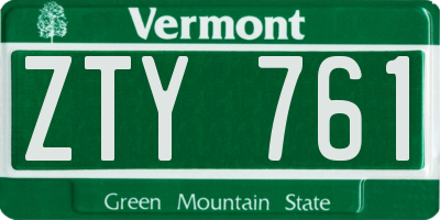 VT license plate ZTY761