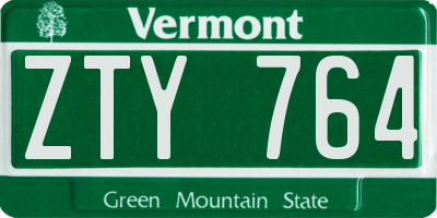 VT license plate ZTY764