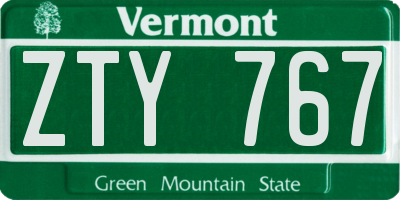 VT license plate ZTY767