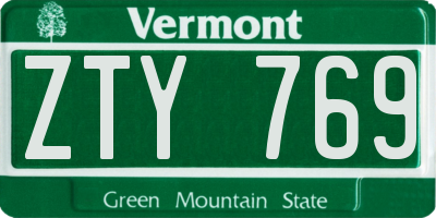VT license plate ZTY769