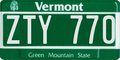 VT license plate ZTY770