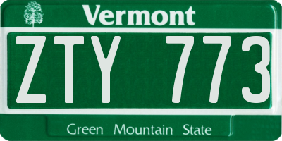VT license plate ZTY773