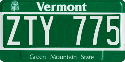 VT license plate ZTY775