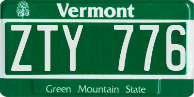 VT license plate ZTY776