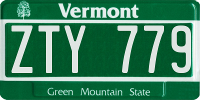 VT license plate ZTY779