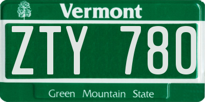 VT license plate ZTY780