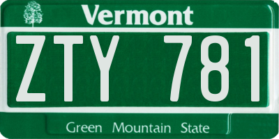 VT license plate ZTY781
