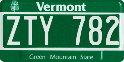 VT license plate ZTY782