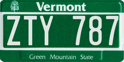 VT license plate ZTY787