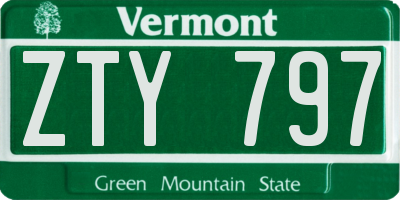 VT license plate ZTY797