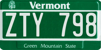 VT license plate ZTY798
