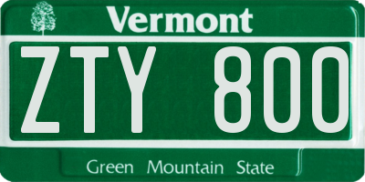 VT license plate ZTY800