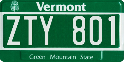 VT license plate ZTY801