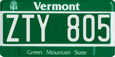 VT license plate ZTY805