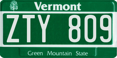 VT license plate ZTY809