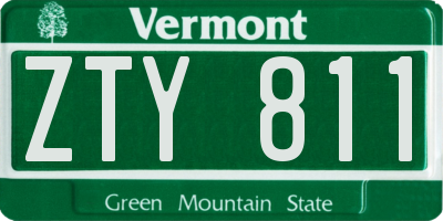 VT license plate ZTY811