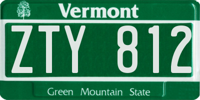 VT license plate ZTY812