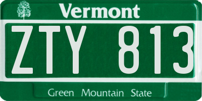 VT license plate ZTY813