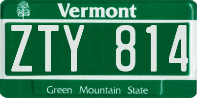 VT license plate ZTY814