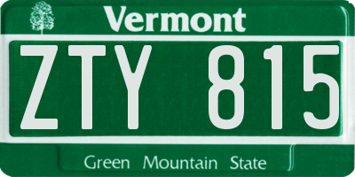 VT license plate ZTY815