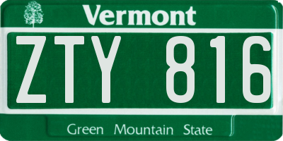 VT license plate ZTY816