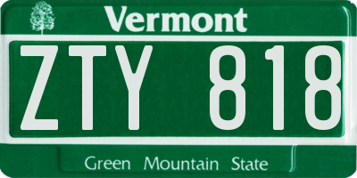 VT license plate ZTY818