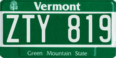 VT license plate ZTY819