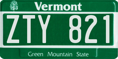 VT license plate ZTY821