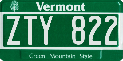 VT license plate ZTY822